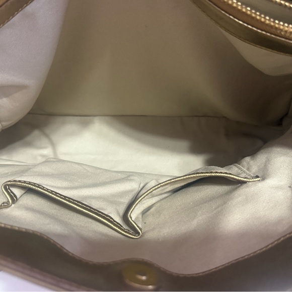 Tory Burch Robinson Patent Leather Large SatchelTote Bag In Gold - Picture 15 of 16